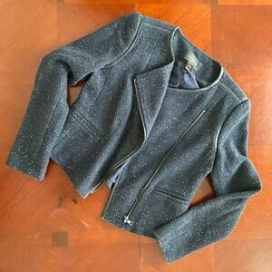 Ann Taylor Blue Woven Jacket - Professional Elegance for Business Women
